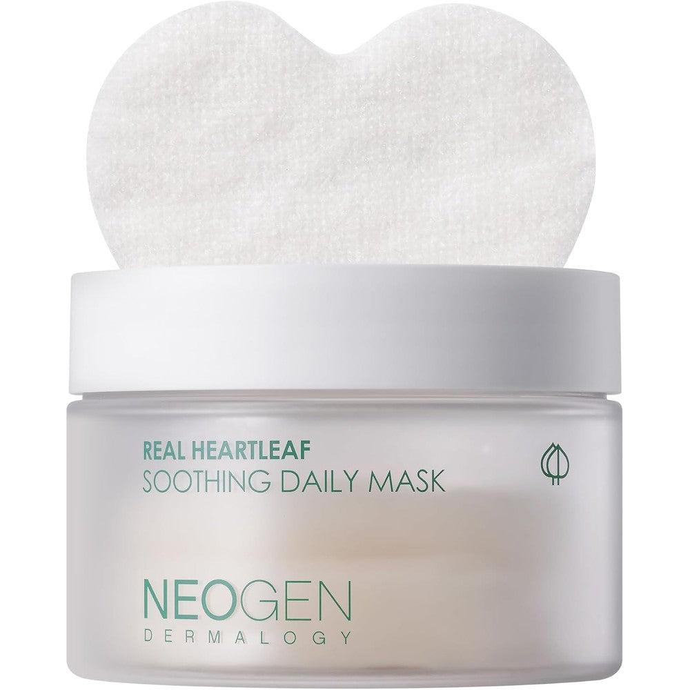 Neogen Dermalogy Real Heartleaf Soothing Daily Pad container front view showcasing authentic Korean calming skincare