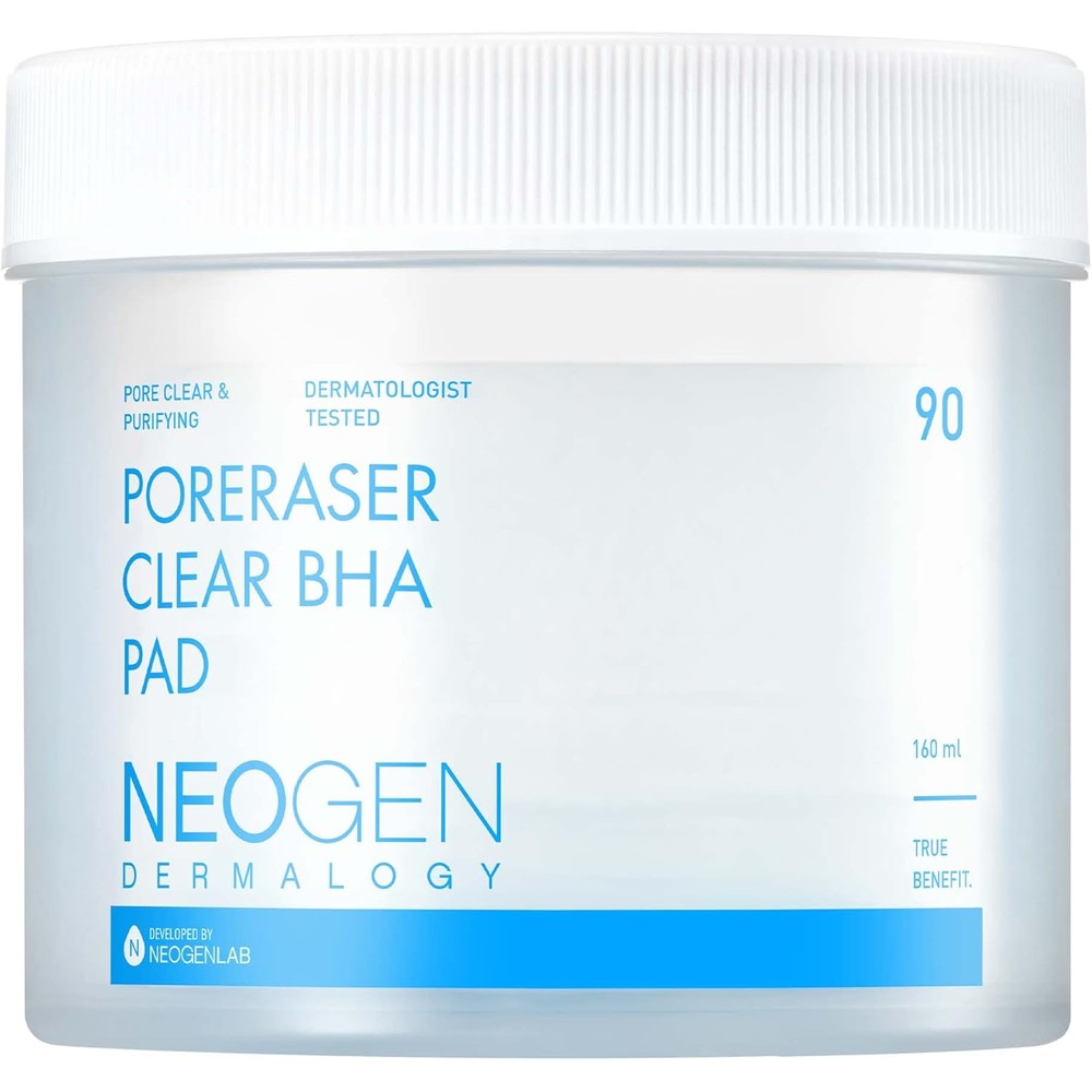 DERMALOGY by NEOGENLAB Poreraser Clear BHA Pad ninety count jar front view facial exfoliant
