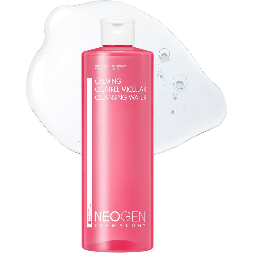 DERMALOGY by NEOGENLAB Calming Cica Tree Micellar Cleansing Water front view pink bottle for sensitive skin care