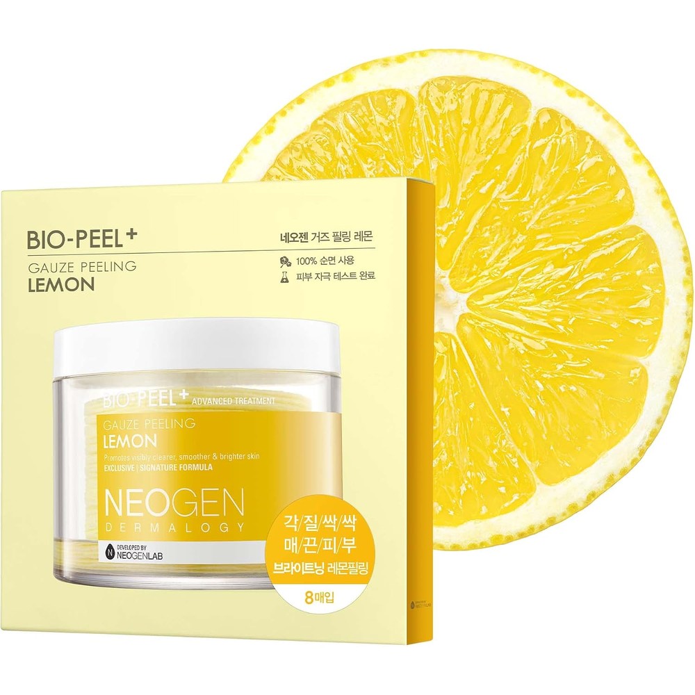 DERMALOGY by NEOGENLAB Bio-Peel Gauze Peeling Pads Lemon 8 Count front view jar packaging