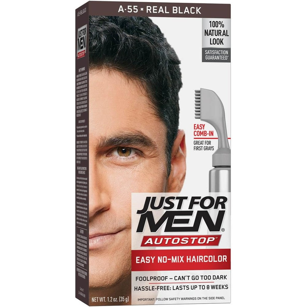 Just For Men Easy Comb-In Color Real Black front view packaging