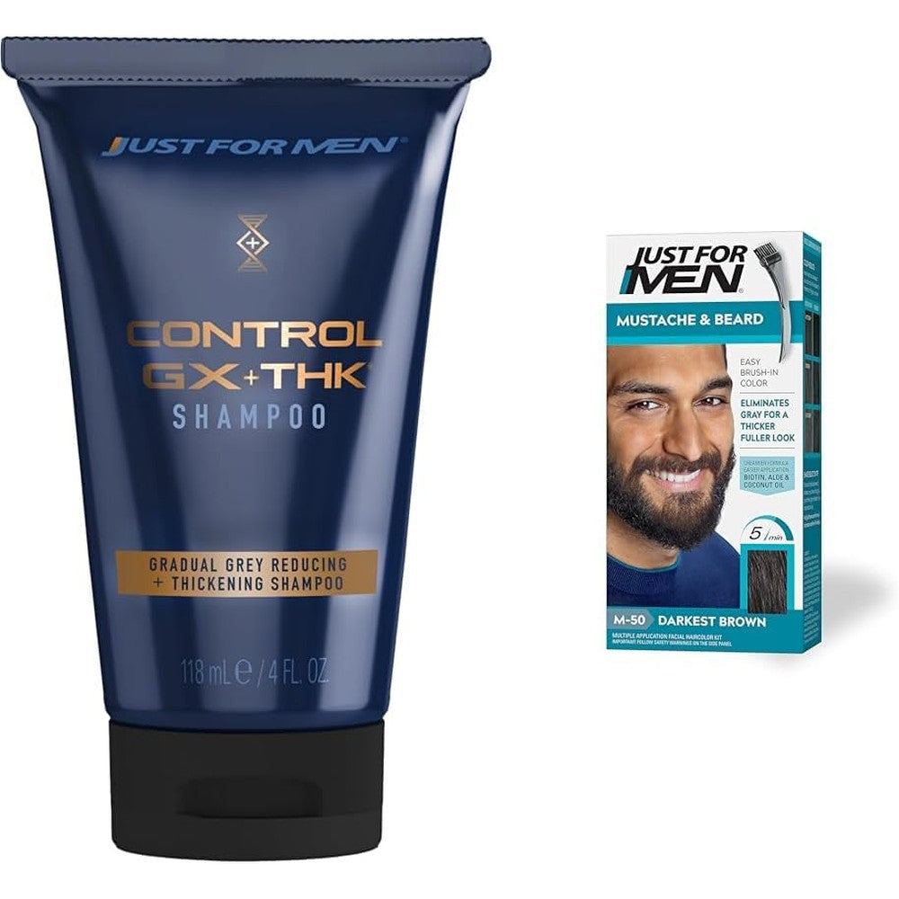 Just For Men Control GX Plus THK Shampoo and Beard Color kit front view
