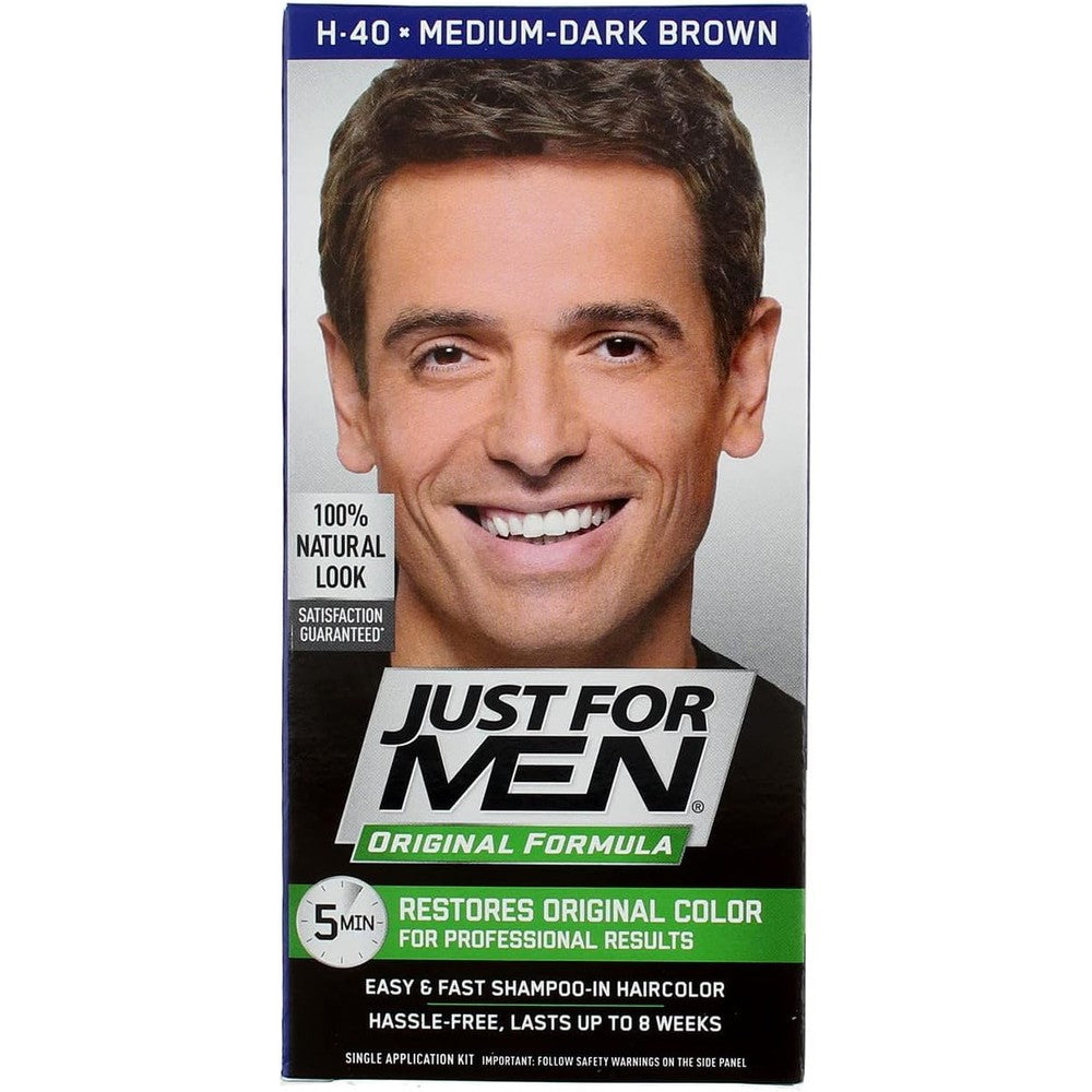Just For Men Original Formula Hair Color Medium-Dark Brown H-40 front packaging box