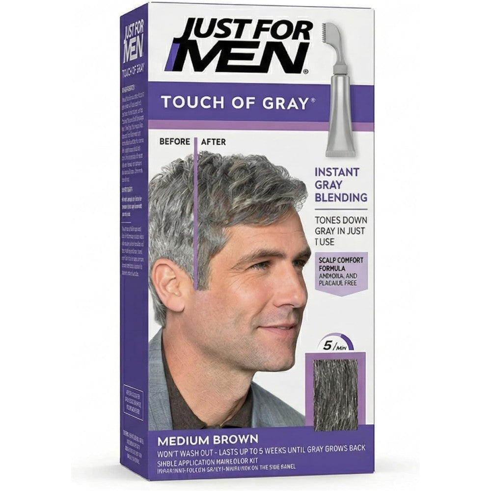 Just For Men Touch Of Gray Air Activated Hair Color Kit For Men Medium Brown 1.4 Ounces