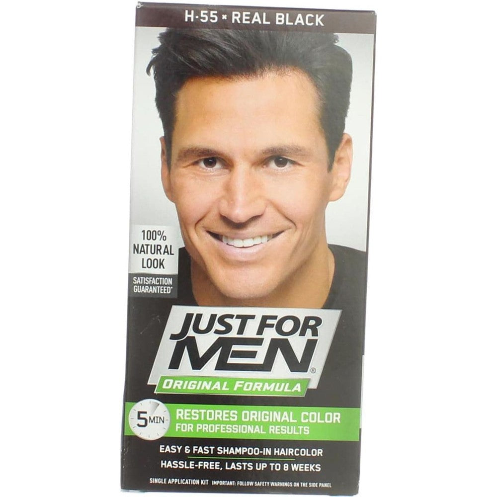 Just For Men Shampoo In Hair Color Real Black H55 front packaging