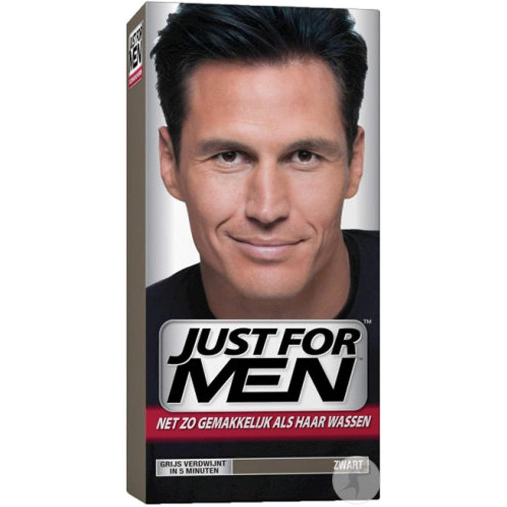 Just For Men Shampoo-In Haircolor Real Black H-55 box front view premium mens hair dye