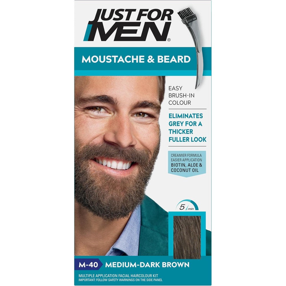 Just For Men Moustache And Beard Brush In Color Gel Medium Dark Brown M-40 28.4 Grams