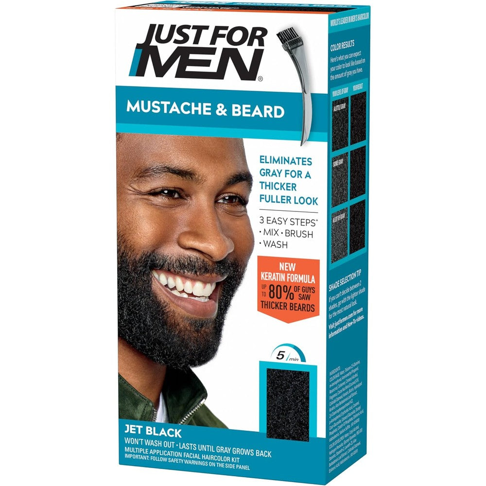 Just For Men Mustache and Beard Jet Black M-60 kit packaging front view