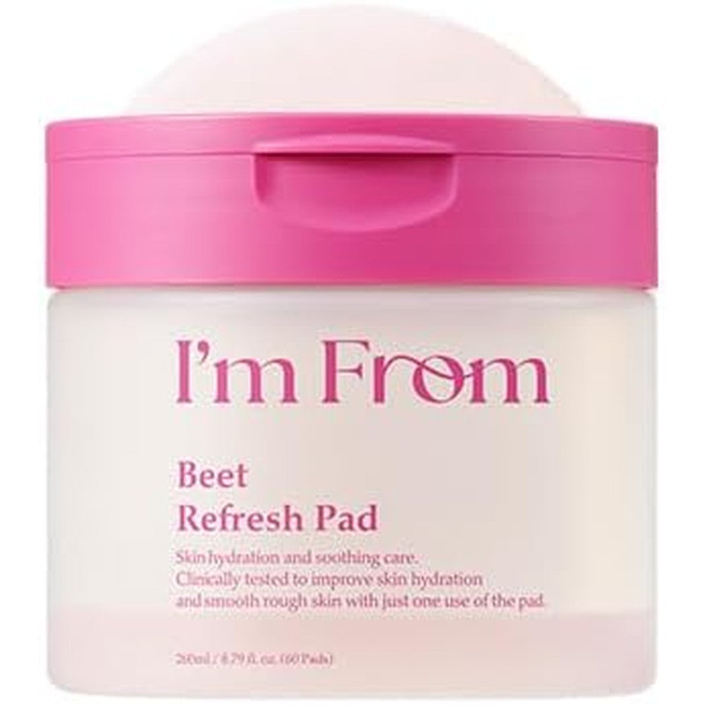 I'm From Beet Refresh Pad Korean Hydrating Toner Pads With Red Beet Extract For Sensitive Skin Moisture And Skin Prep 8.79 Fluid Ounces 60 Pads