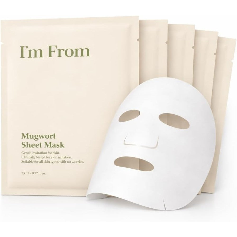 I'm From Mugwort Sheet Mask Calming And Cooling Vegan Face Mask For Sensitive Skin 5 Sheets 0.78 Fluid Ounces