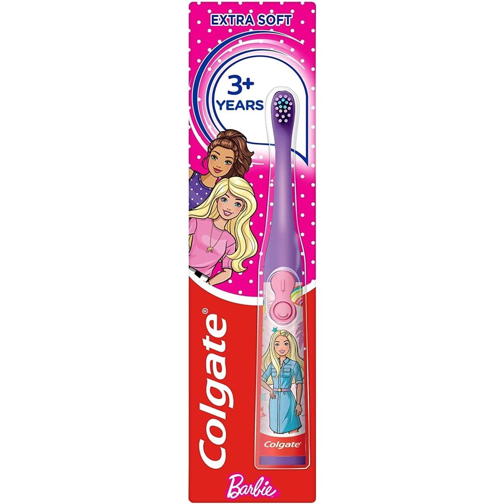 Colgate Barbie Battery Powered Electric Toothbrush for Kids Age 3 Plus with Extra Soft Bristles and Slim Handle Includes 2 AAA Batteries 1 Count