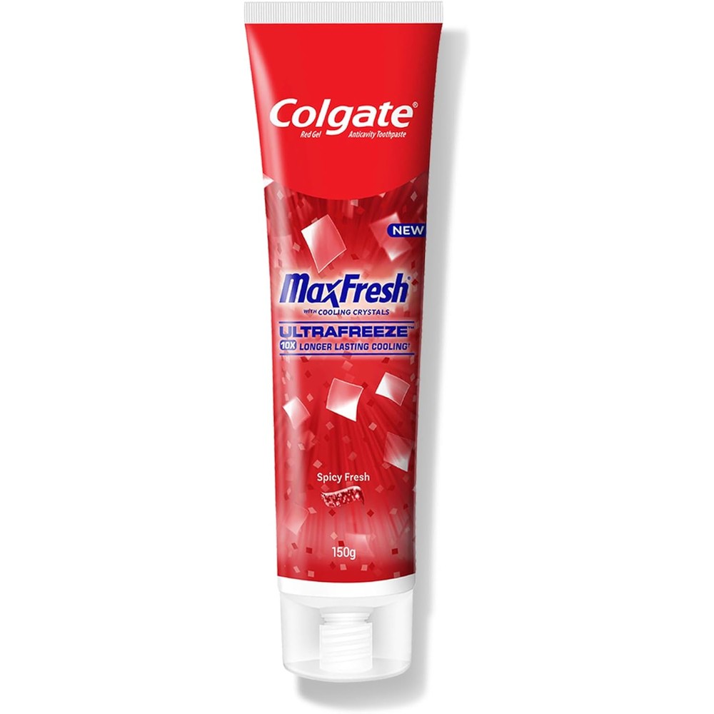 Colgate MaxFresh Bad Breath Treatment Toothpaste Red Gel Paste With Menthol For Super Fresh Breath Spicy Fresh 150 Grams