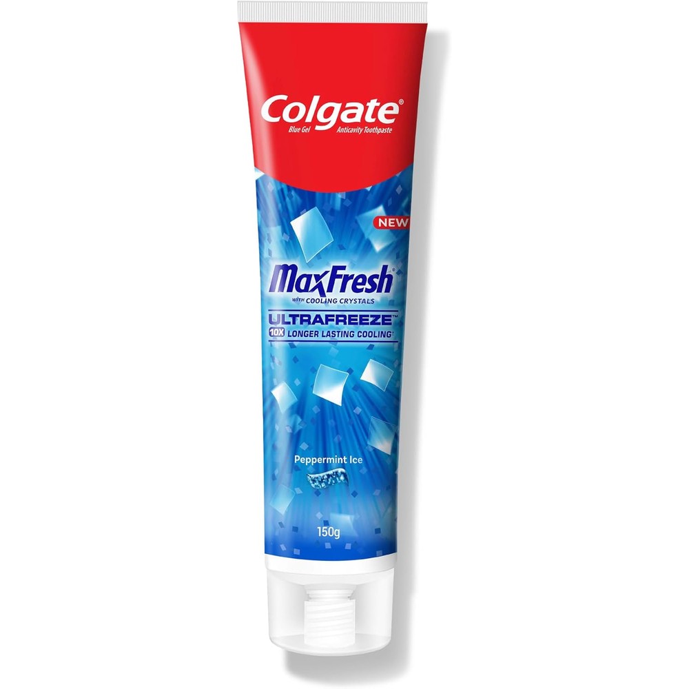 Colgate MaxFresh Breath Freshener Cavity Protection Toothpaste Peppermint Ice Blue Gel Paste With Menthol 150 Grams