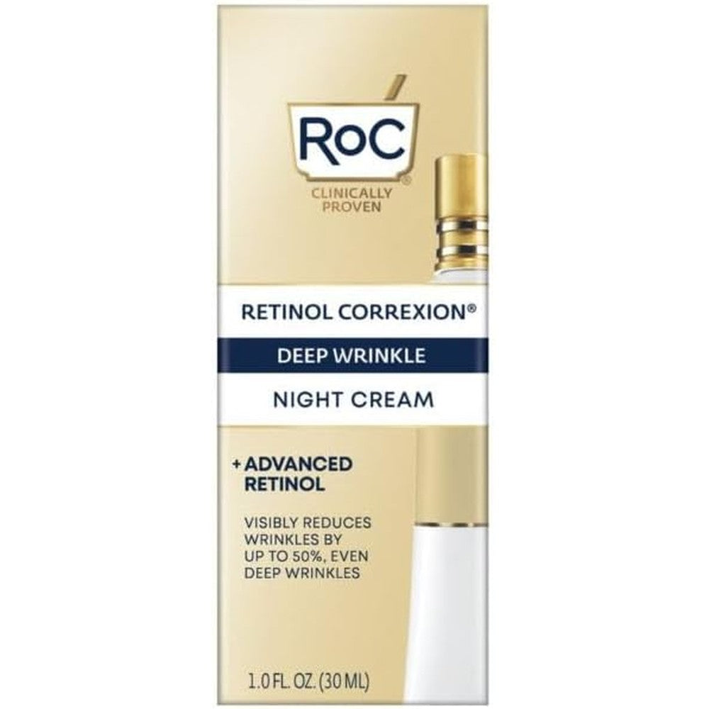 RoC Retinol Correxion Deep Wrinkle Night Cream front view tube for anti aging skincare