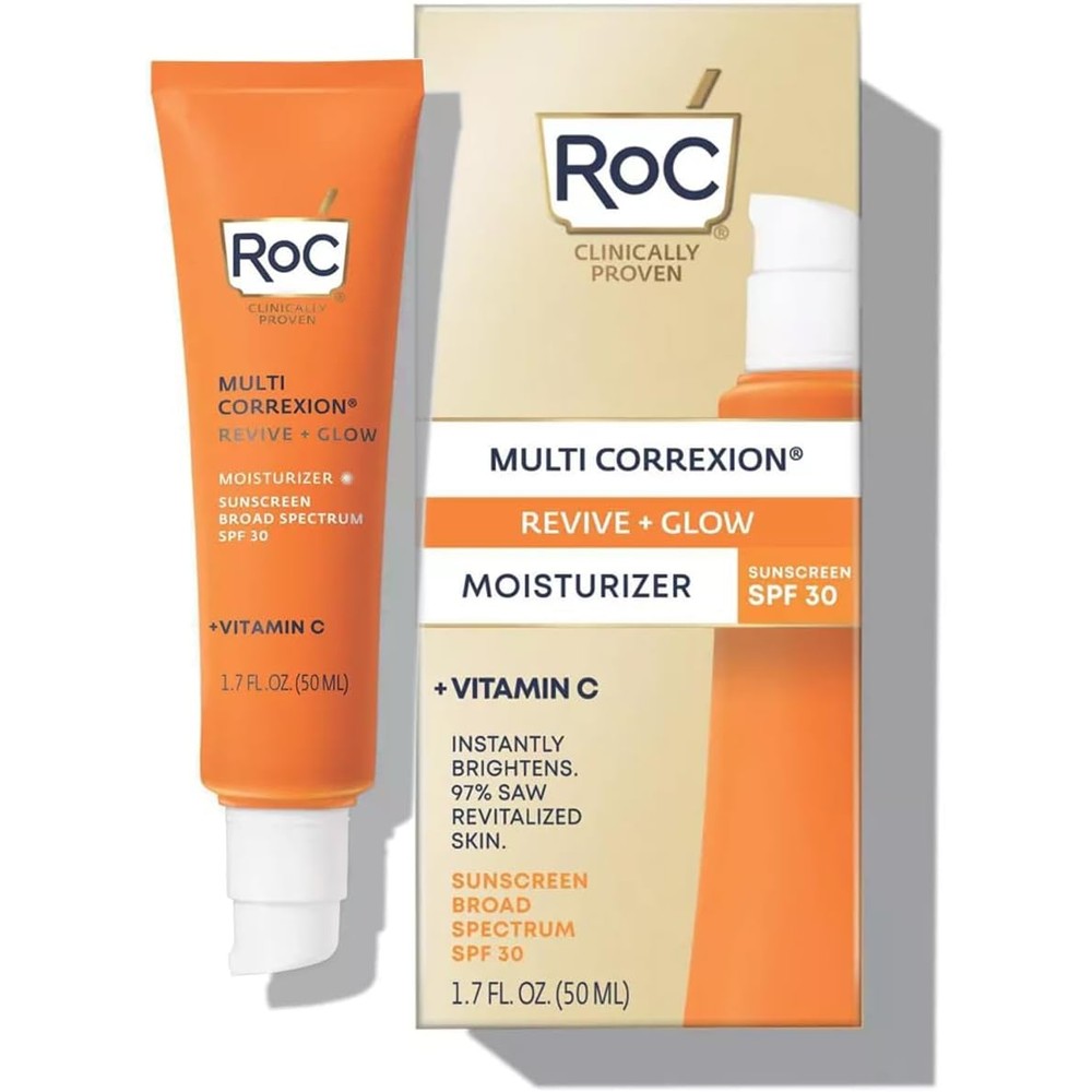 RoC Multi Correxion Revive and Glow Vitamin C moisturizer SPF 30 front view jar