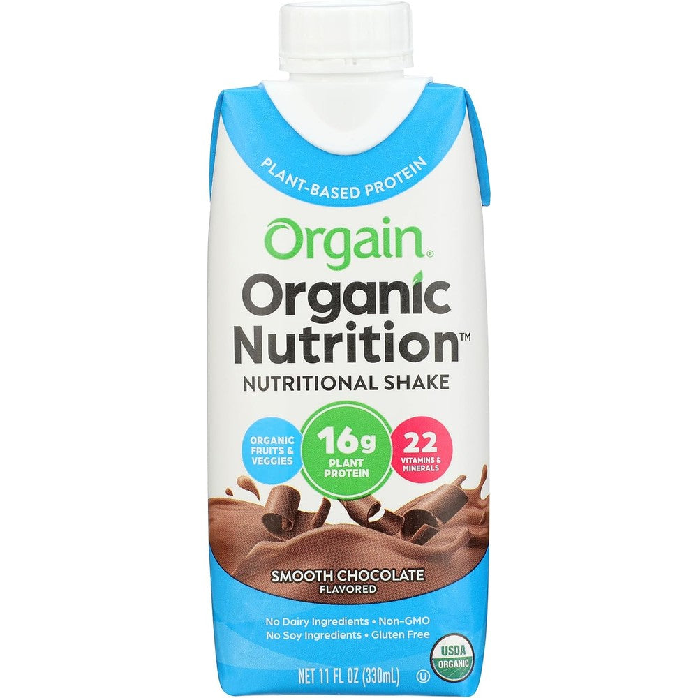 Orgain Organic Vegan Nutrition Shake Smooth Chocolate front view