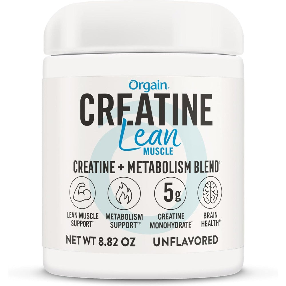 Orgain Micronized Creatine Monohydrate Lean Muscle Powder With Metabolism Blend Unflavored 50 Servings 8.82 Ounces
