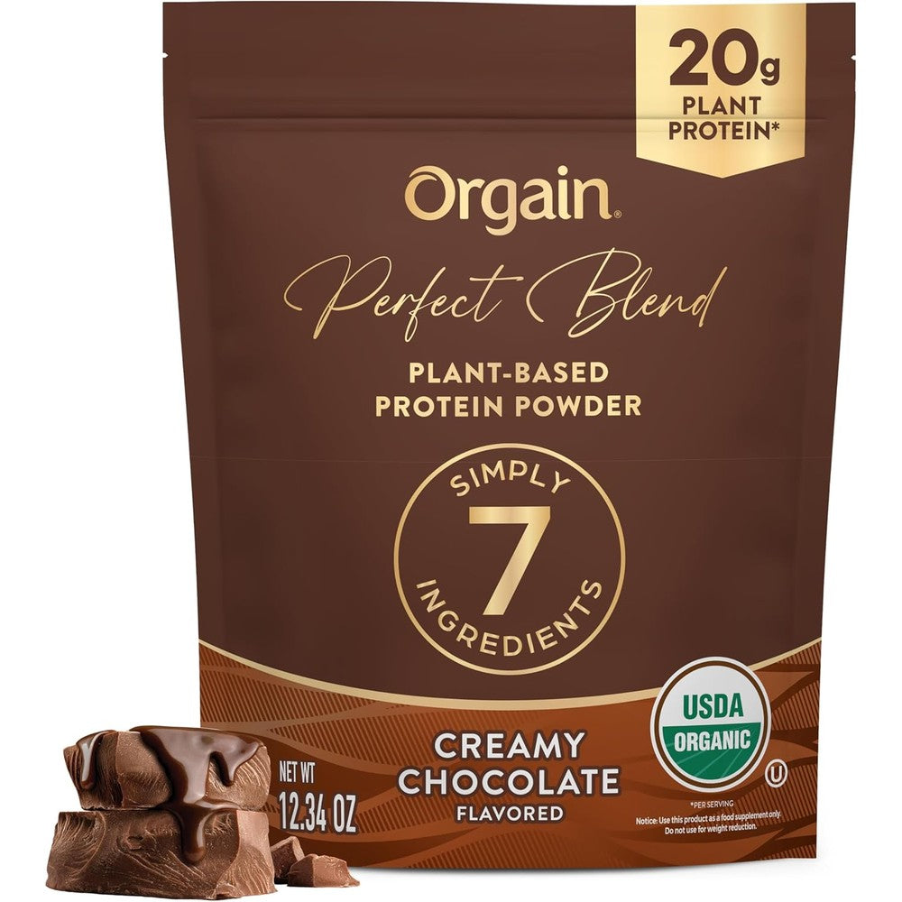 Orgain Organic Vegan Perfect Blend Protein Powder, 20 Grams Plant Protein, Minimal Ingredient Formula, Creamy Chocolate Flavor, 12.34 Ounces