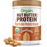 Orgain X Justin's Organic Vegan Nut Butter Protein Powder front view container