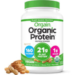 Orgain Organic Vegan Protein Powder Peanut Butter front view 2.03 lb tub