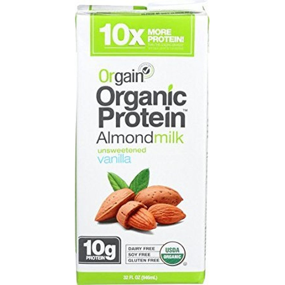 Orgain Organic Plant Based Protein Almond Milk Unsweetened Vanilla 32 Fluid Ounce
