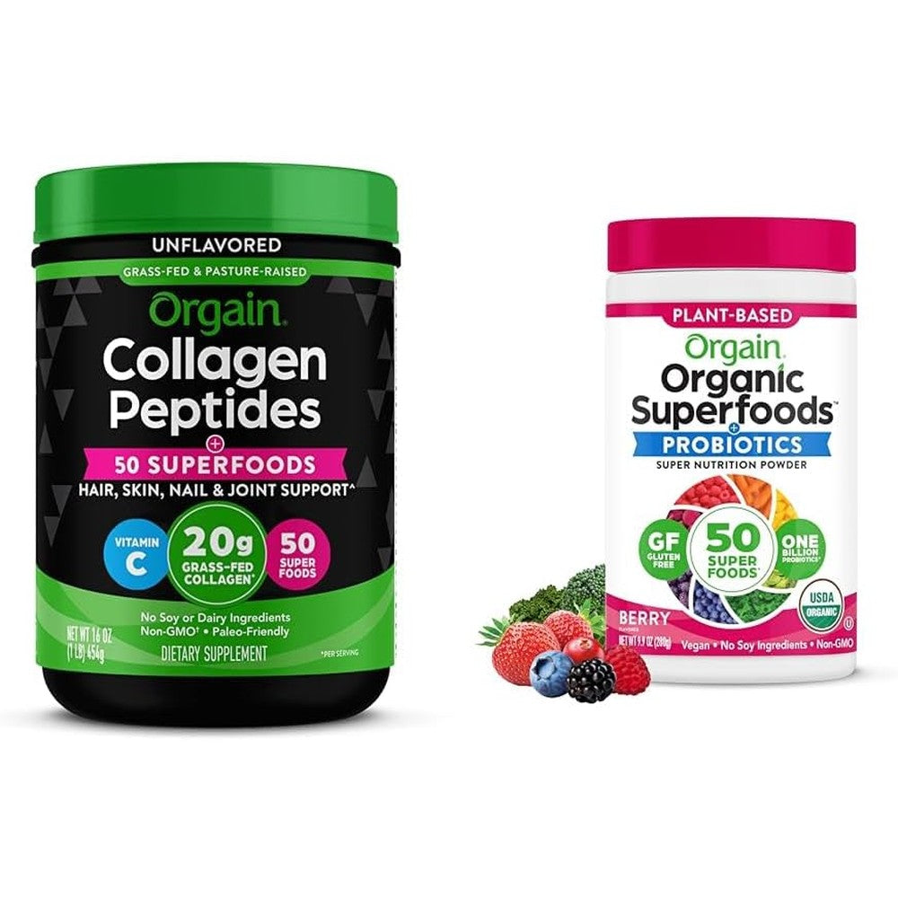 Orgain Collagen and Superfoods bundle front view packaging