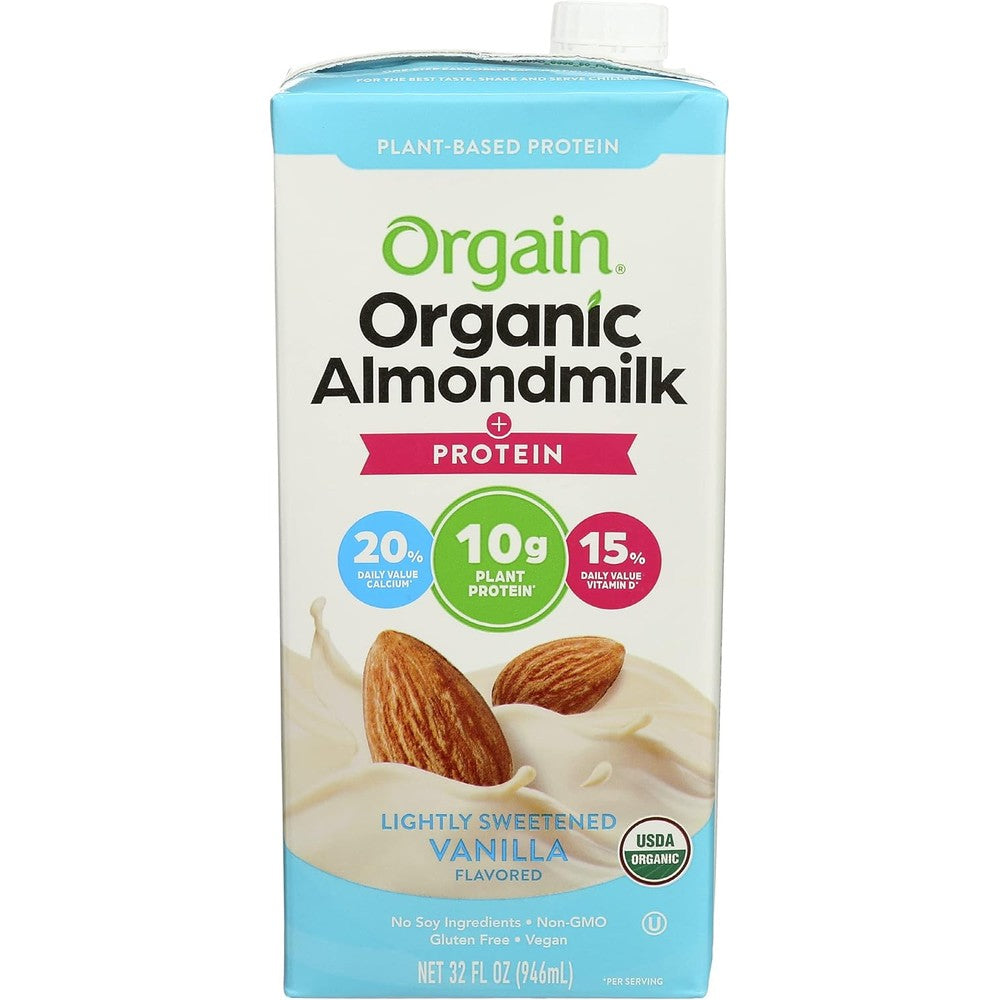 Orgain Organic Plant Based Protein Almond Milk Lightly Sweetened Vanilla 32 Fluid Ounce