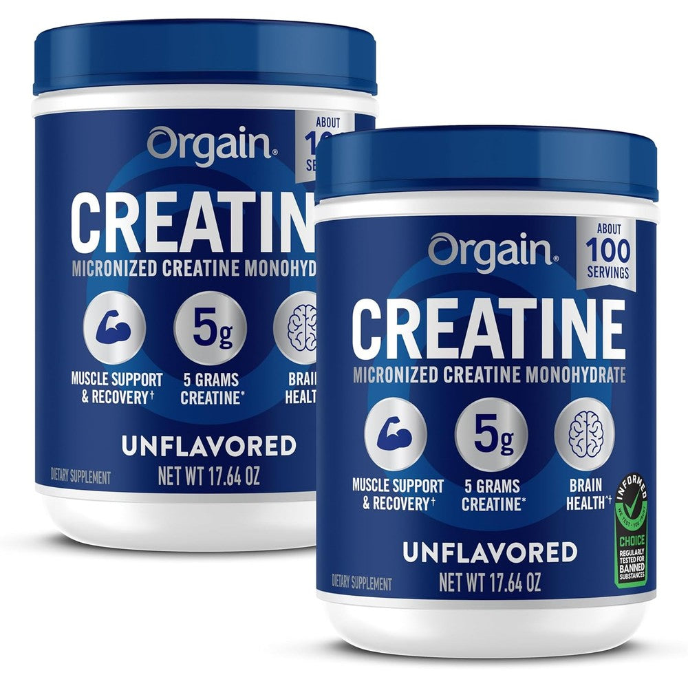 Orgain Micronized Creatine Monohydrate Powder front view for muscle recovery