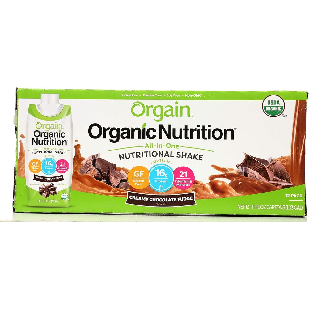 Orgain Organic Creamy Chocolate Fudge Nutritional Shake Ready To Drink Meal Replacement Fourteen Fluid Ounce Twelve Pack