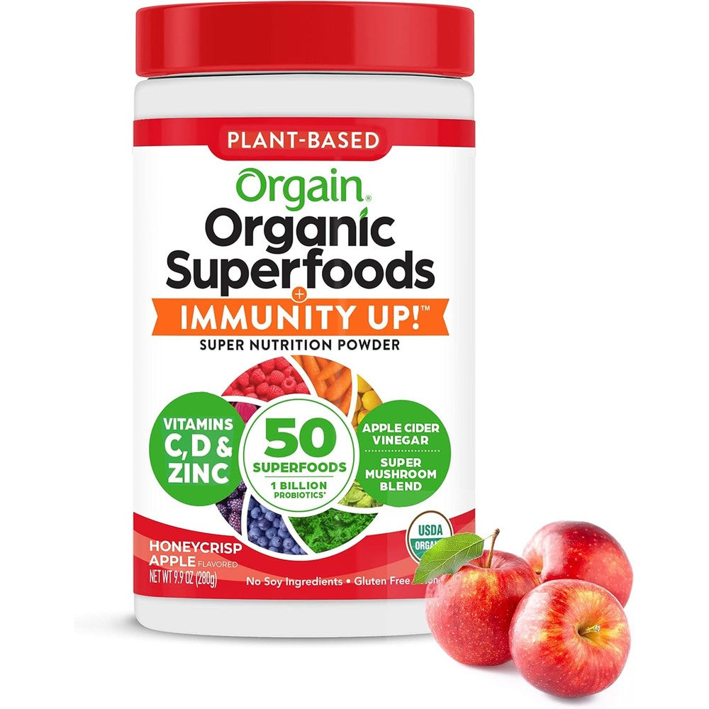 Orgain Organic Greens and 50 Superfoods Immunity Up Powder front canister view