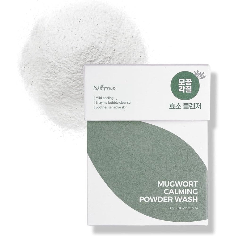 Isntree Mugwort Calming Powder Wash Mild Peeling Enzyme Bubble Cleanser To Soothe Sensitive Skin 1 Gram Per Sachet 25 Count Box