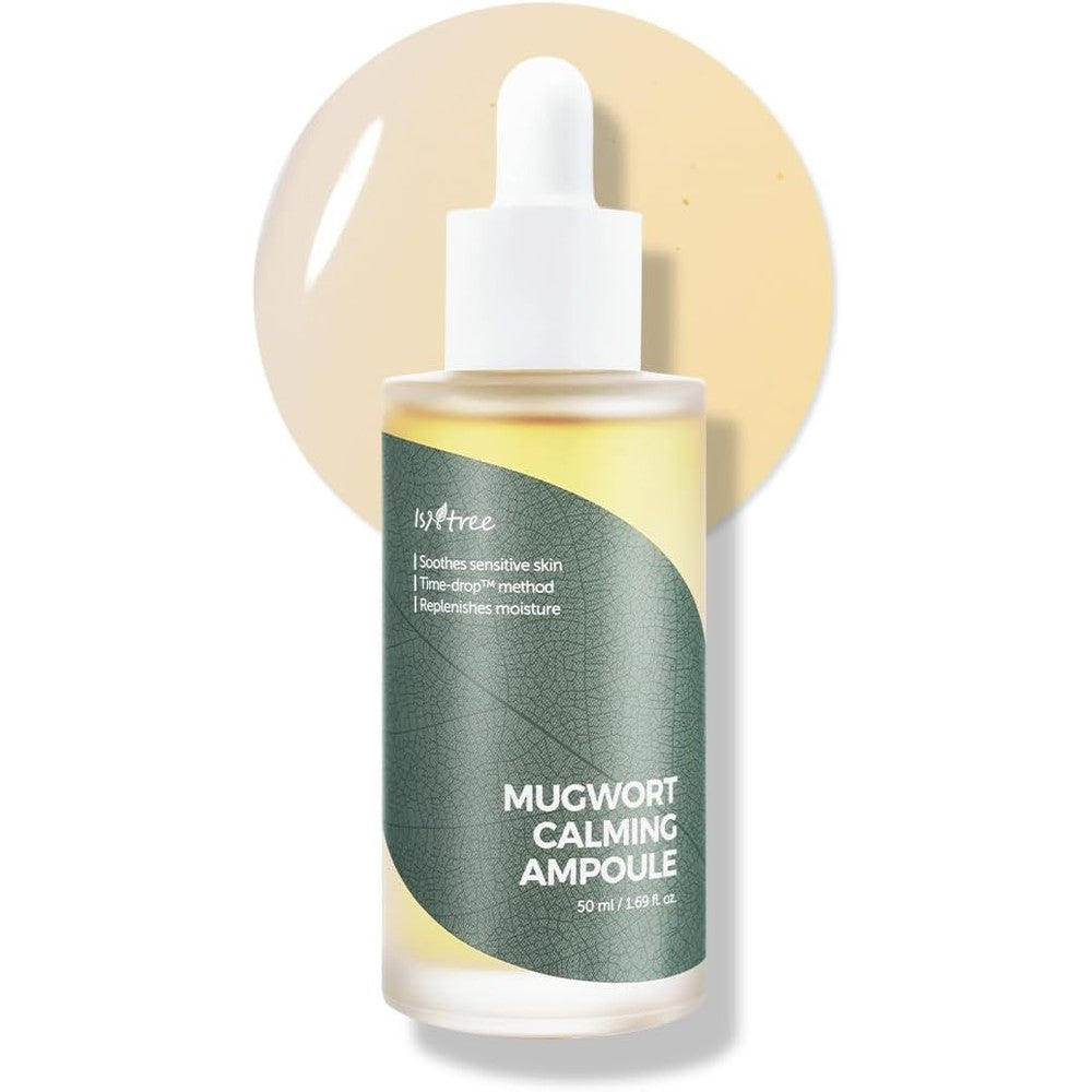 Isntree Mugwort Calming Ampoule Soothing Face Serum For Sensitive Skin Replenishing Moisture Fifty Milliliters One Point Sixty Nine Fluid Ounces