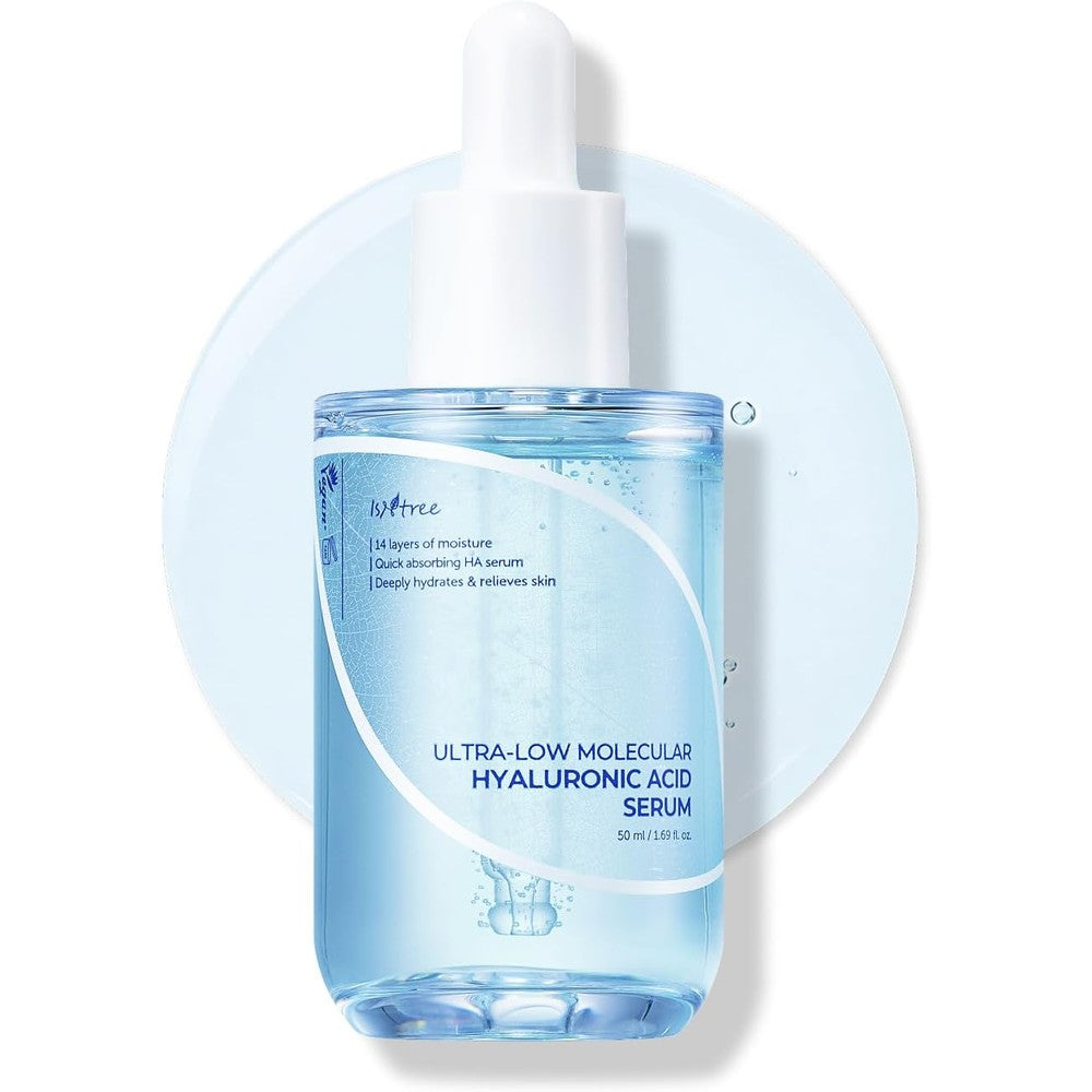 Isntree Ultra Low Molecular Hyaluronic Acid Serum front view bottle for deep facial hydration