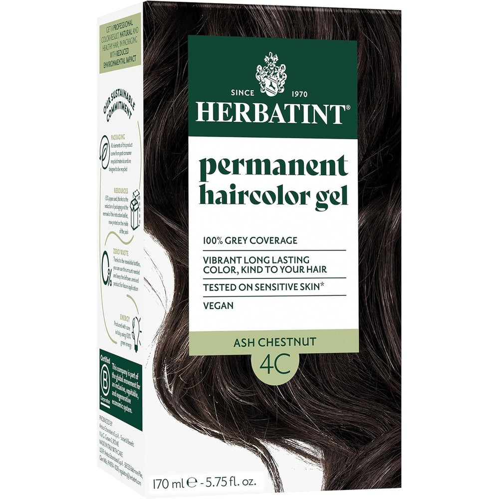 Herbatint permanent hair dye 4c ash chestnut front view box packaging