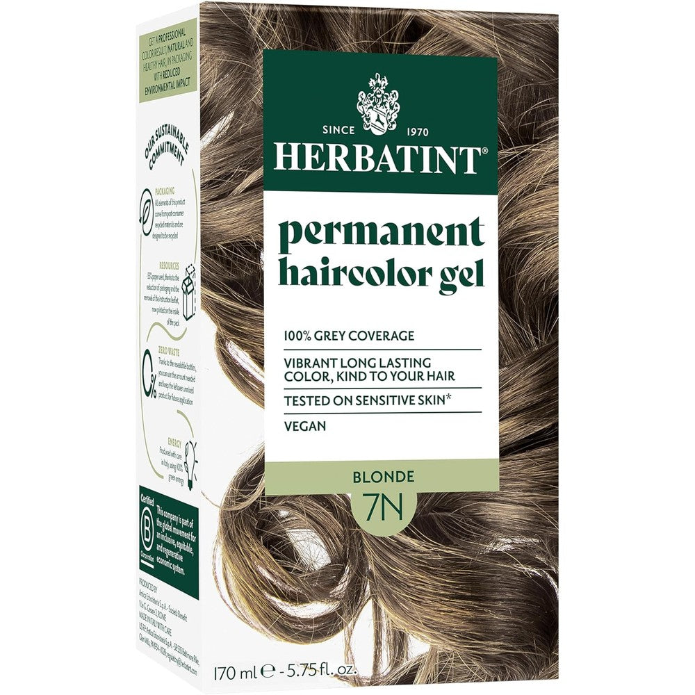 Herbatint 7N Blonde Permanent Hair Dye front view packaging for vibrant natural blonde hair color