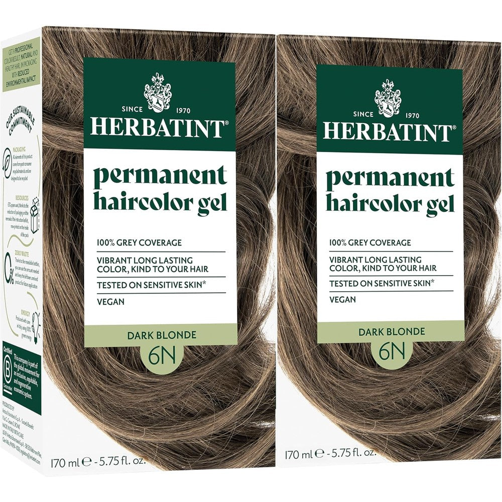 Herbatint Permanent Haircolor Gel 6N Dark Blonde front view packaging