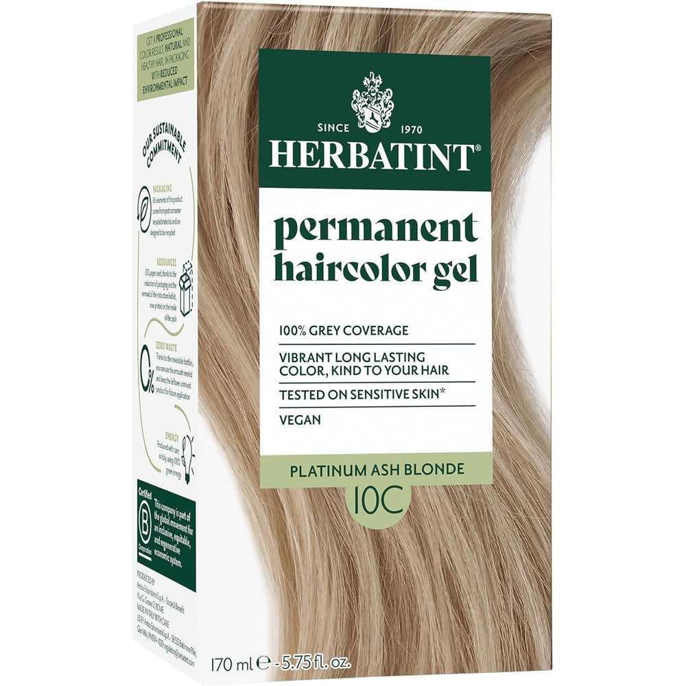 Herbatint Permanent Hair Dye 10C Platinum Ash Blonde front view packaging