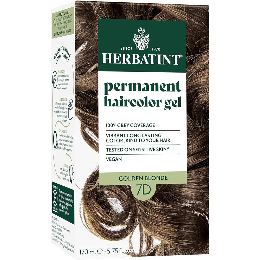 Herbatint 7D Golden Blonde hair dye front view product packaging