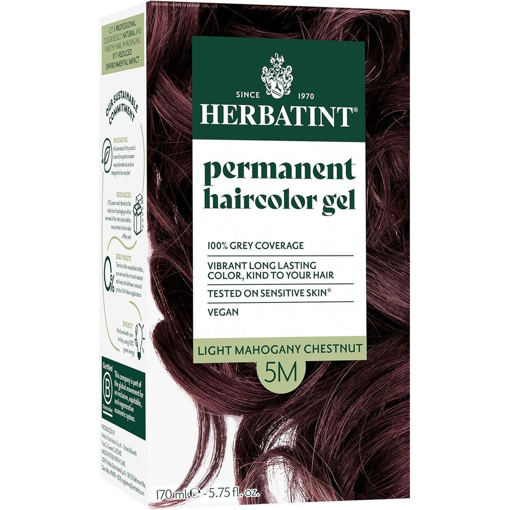 Herbatint Permanent Haircolor Gel 5M Light Mahogany Chestnut front view packaging