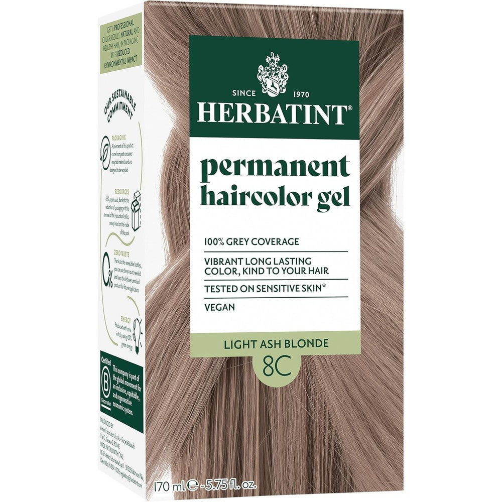 Herbatint Permanent Hair Dye 8C Light Ash Blonde front view