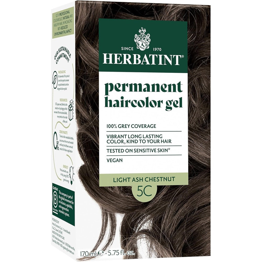 Herbatint Permanent Haircolor Gel 5C Light Ash Chestnut front view packaging