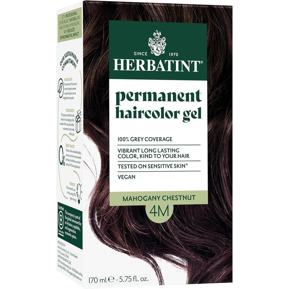 Herbatint Permanent Hair Color Gel 4M Mahogany Chestnut front box packaging view