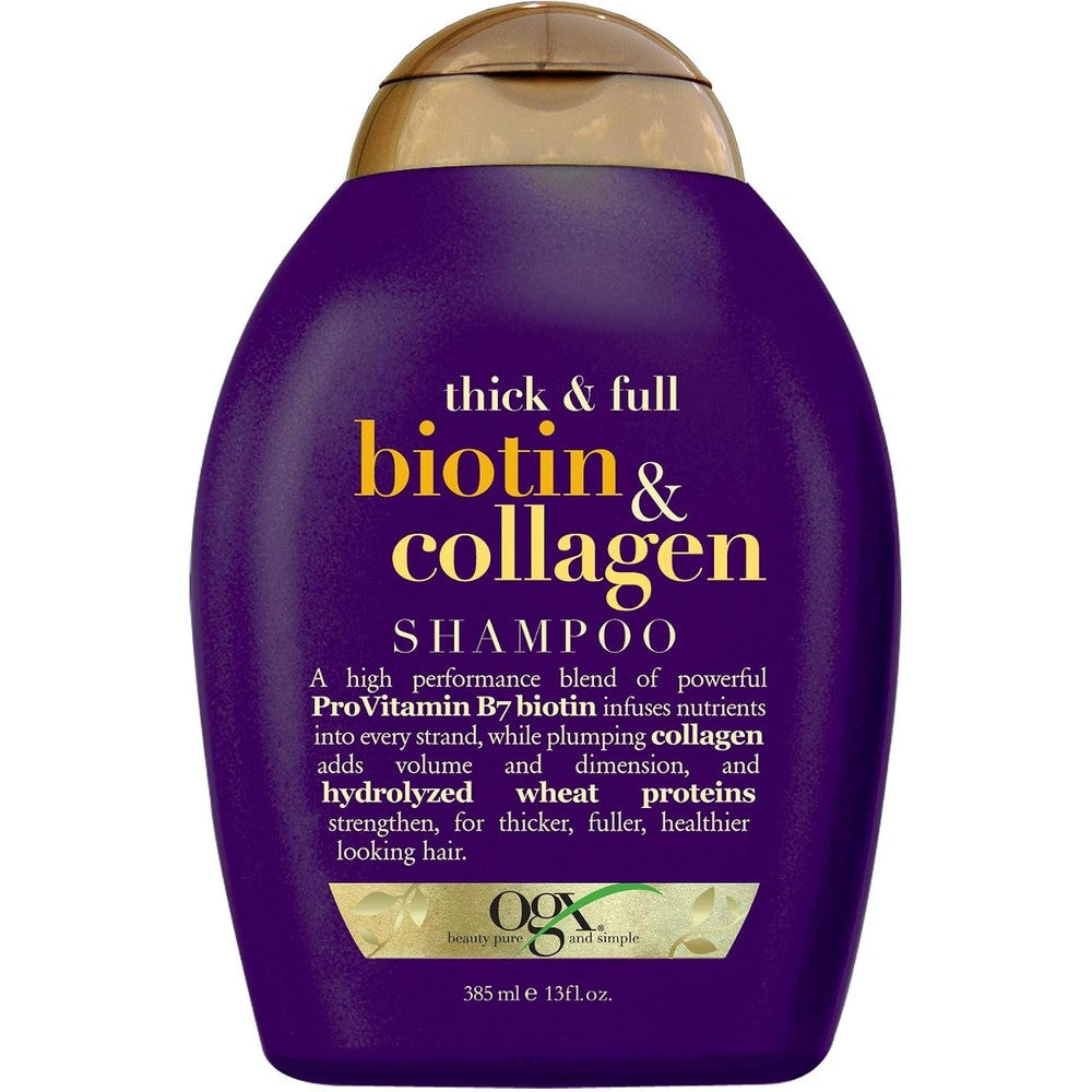 OGX Thick and Full Biotin and Collagen Shampoo front view bottle