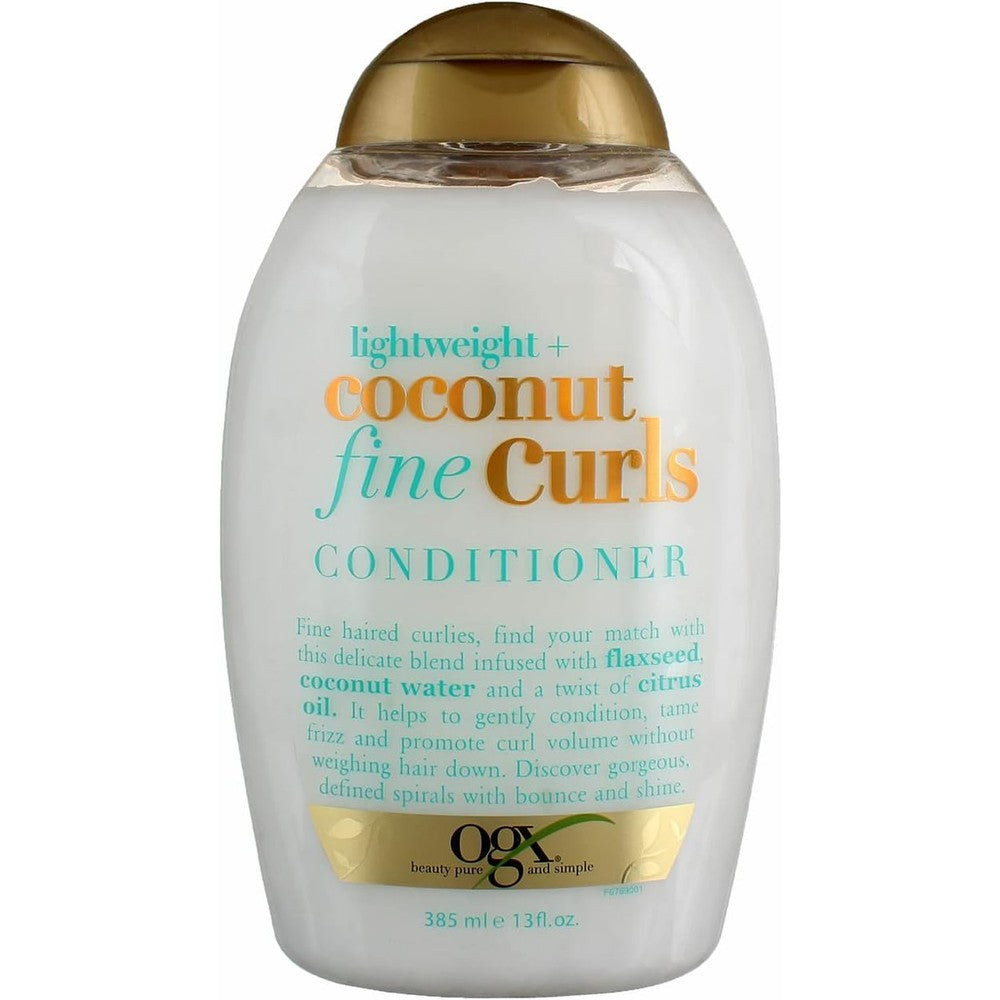 OGX Lightweight Plus Coconut Fine Curls Conditioner front view premium imported hair care