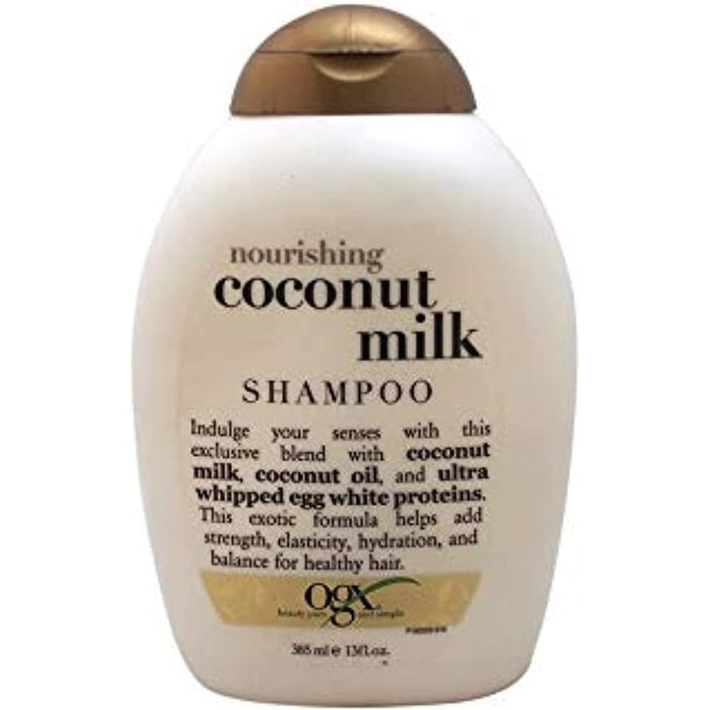 OGX Nourishing Plus Coconut Milk Moisturizing Shampoo With Coconut Oil And Egg White Proteins For Hair Strength And Elasticity Thirteen Ounce