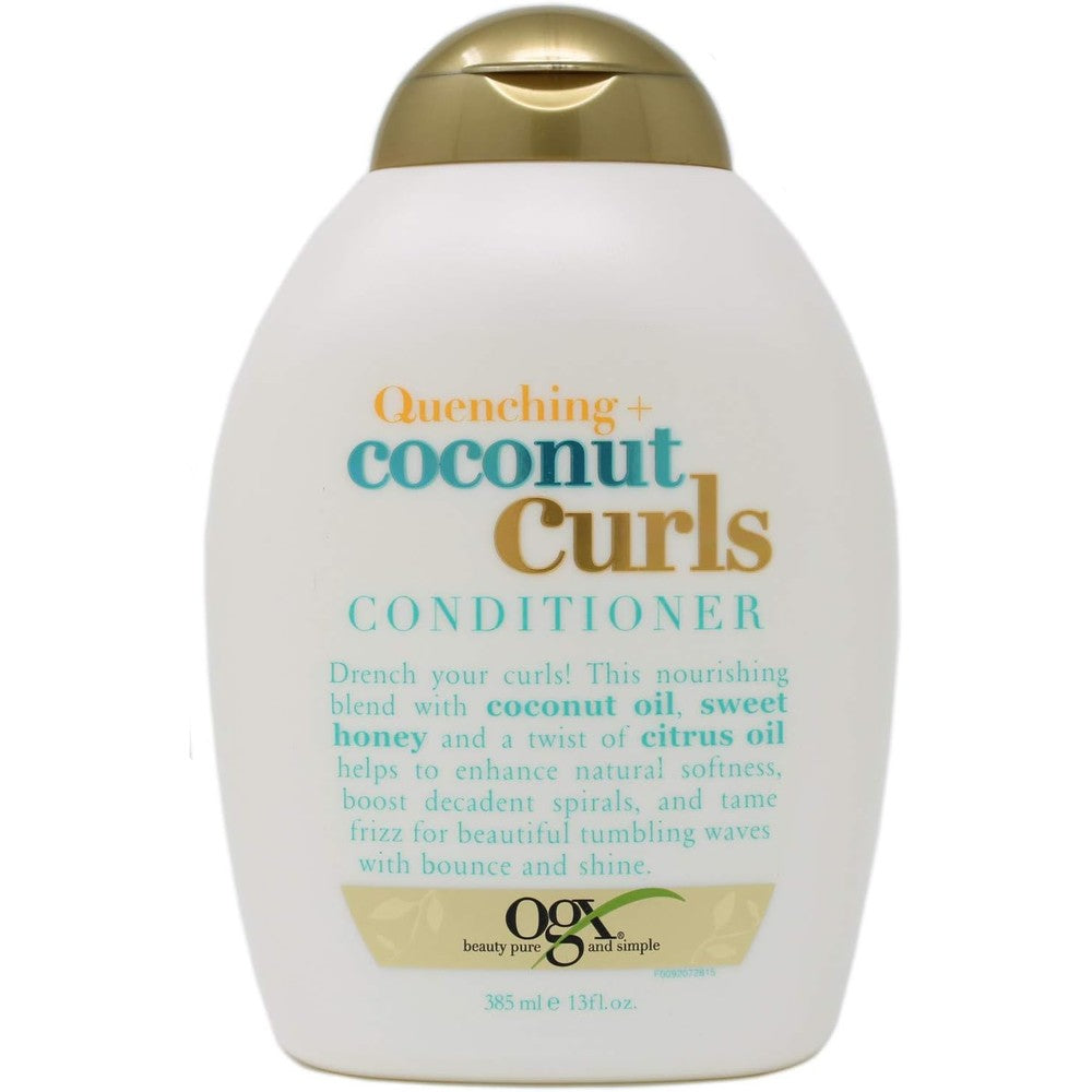OGX Quenching Plus Coconut Curls Conditioner For Curly Hair With Coconut Oil And Honey 13 Fluid Ounce Pack Of 2