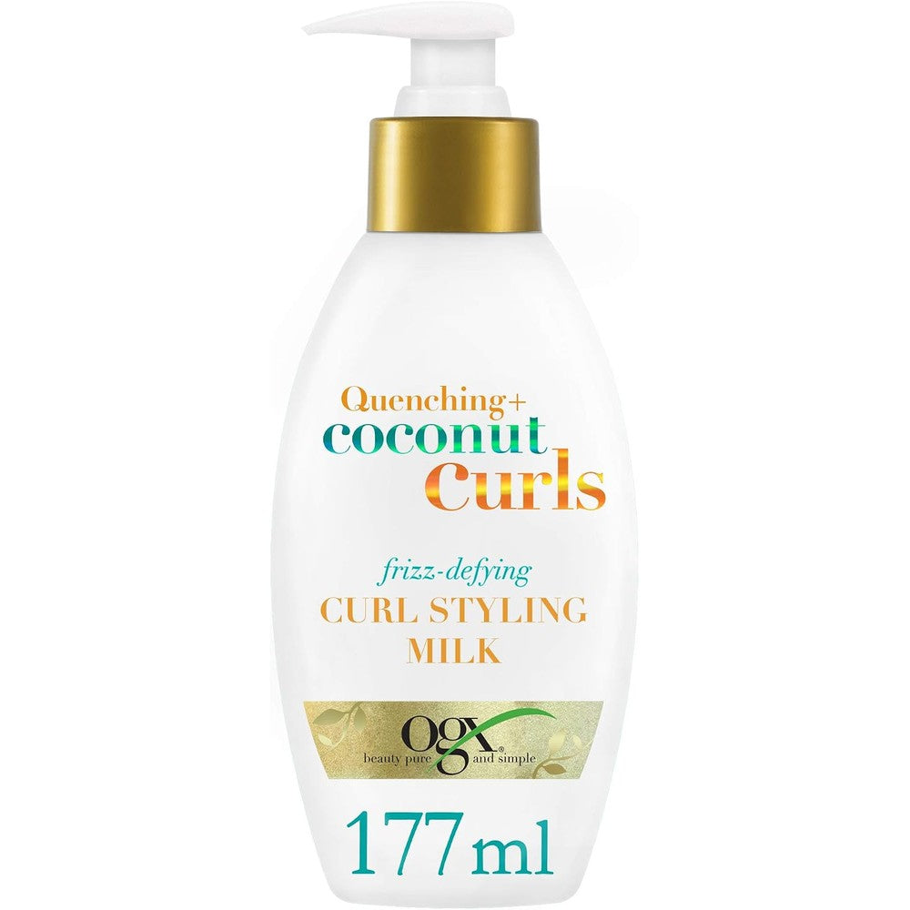 OGX Quenching Plus Coconut Curls Frizz Defying Curl Styling Milk front view bottle