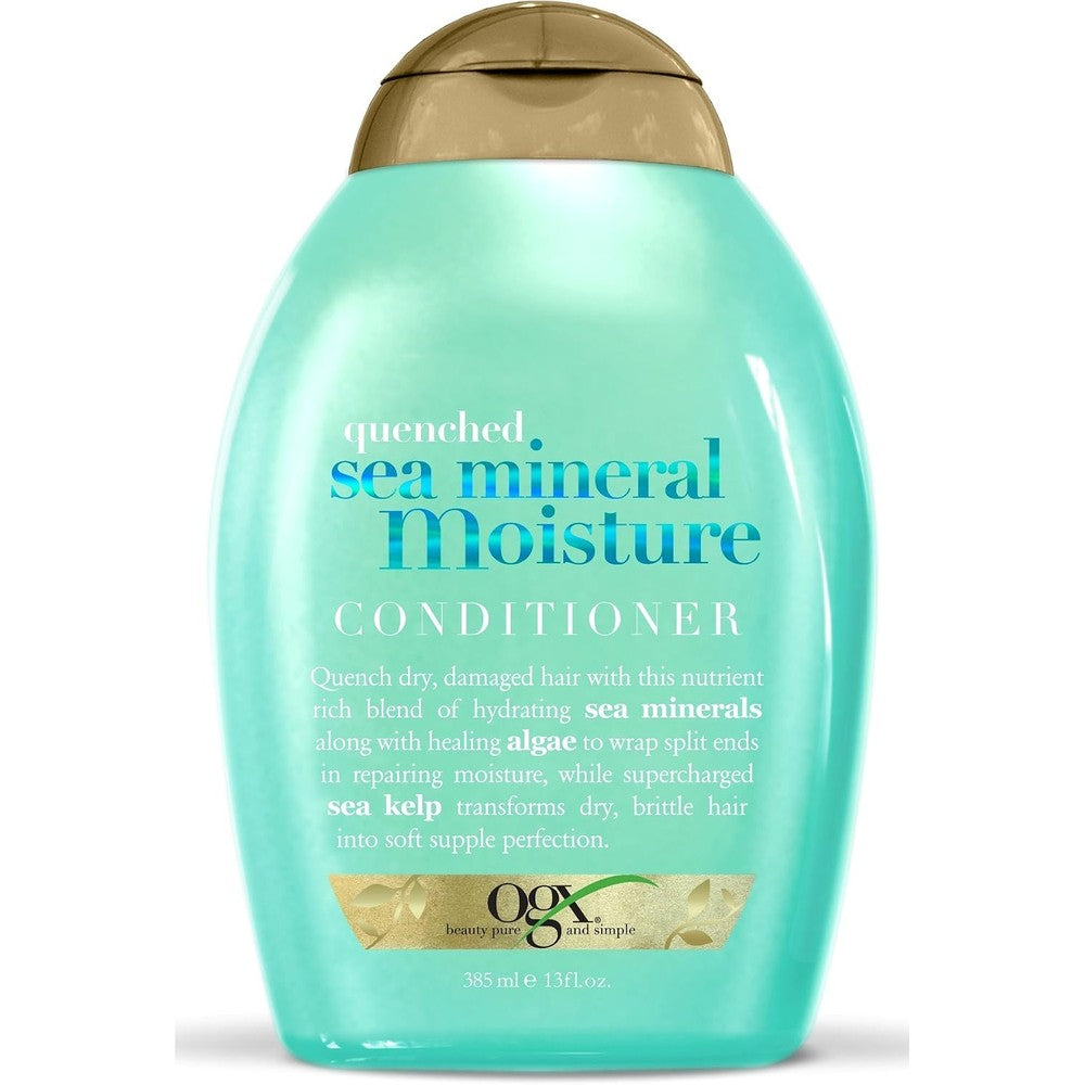 OGX Quenched Sea Mineral Moisture Conditioner 13 Ounce front view bottle for dry hair hydration