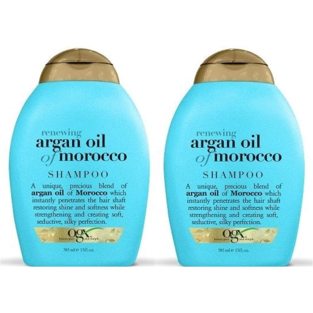 OGX Renewing Argan Oil of Morocco Penetrating Hair Oil twin pack front view for smooth and shiny hair.