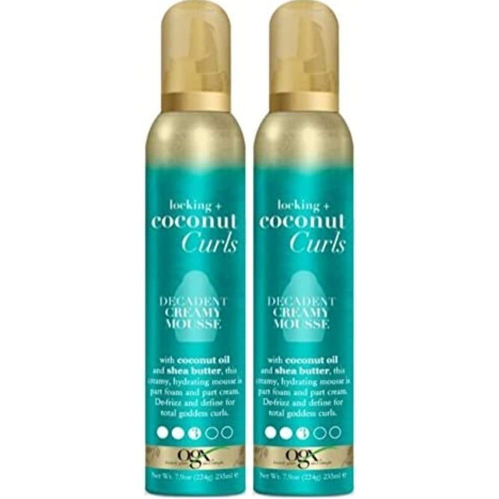 OGX Locking Plus Coconut Curls Decadent Creamy Mousse 2 Pack front view